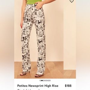 Reformation Newsprint High Rise Straight Long Jeans